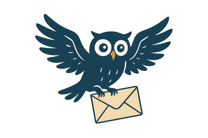 Eloquent Shelf Owl delivering a letter via its talons